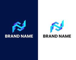 letter n and f mark modern logo design template vector