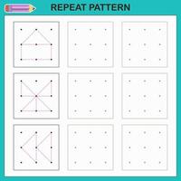 Graphic dictation. Educational game for preschool children. Worksheets for practicing logic and motor skills. Game for children. Repeat the pattern. vector