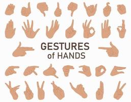 Isolated gestures of hands on white background vector