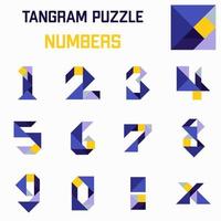 Tangram puzzle game. Schemas with different numbers. Game for children. Vector illustration