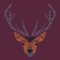 Logo with deer in modern style on dark background. Vector illustration. Creative concept. Creative graphic design with deer. Poster with deer.