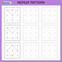 Graphic dictation. Educational game for preschool children. Worksheets for practicing logic and motor skills. Game for children. Repeat the pattern. vector