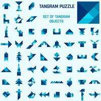 Tangram puzzle. Set of tangram different objects. Vector set. Vector illustration