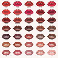 Big set of womens lips in different shades. Beautiful female lips with different lipsticks. Vector illustration. Lipsticks with red and pink shades.