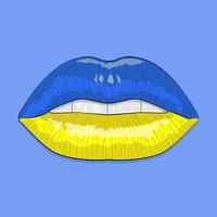 cartel con labios en colores de la bandera ucraniana vector