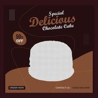 Chocolate cake social media post  design template vector