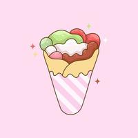 Doodle Cartoon Fresh Delicious Ice Cream vector