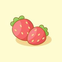 Doodle Cartoon Fresh Strawberry Fruit vector