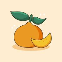 garabato, caricatura, naranja fresca, fruta vector