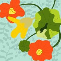 Hand Drawn Plant and Flower Pattern Background vector