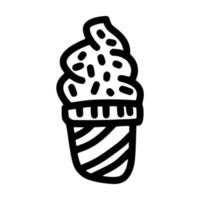 ice cream cup with topping lineart vector illustration icon design template with doodle hand drawn style