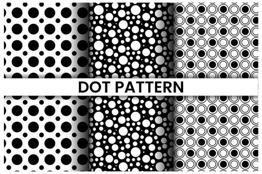 Set of vector seamless and repeating pattern. Polka dots background