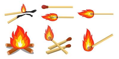 juego de colección de fósforos de fuego vector