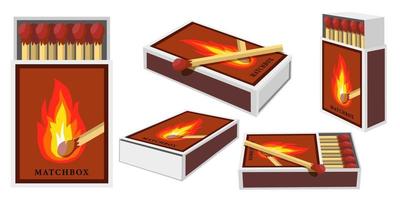 Collection set of matchbox and matches vector