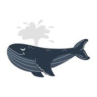 Whale. Marine underwater animal. Vector illustration on a white background in cartoon style.