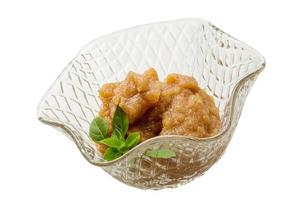 Pollock roe in a bowl on white background photo