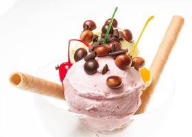 yogurt and chocolate ice cream in a bowl close up photo