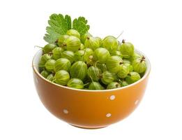 Gooseberries in a bowl on white background photo