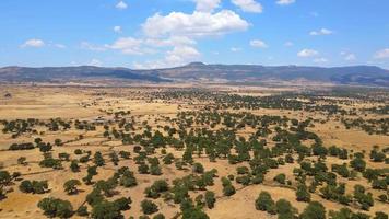 vue aérienne de l'écorégion steppique, avec prairies et savane, ainsi qu'un escarpement et un plateau video