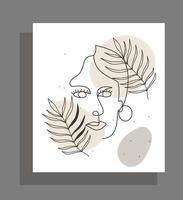 A poster on a gray background in the form of lines resembling faces. Vector stock illustration. Modern style. Design.