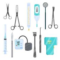 Medical instruments on a white background. isolated. Cartoon. Set for the doctor. Treatment and healing. vector