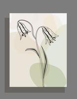 cartel con tulipanes. ilustración de stock vectorial. fondo gris estilo de diseño moderno. flora. planta vector