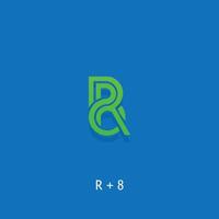 combinación de diseño de logotipo de letra r y número 8, logotipo r y 8, diseño de logotipo letra r y número 8 adecuado para logotipos de marca y otros vector