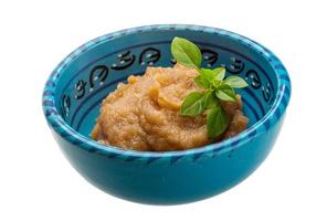 Pollock roe in a bowl on white background photo