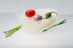 Raw rice noodles photo