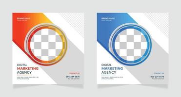 Digital marketing agency and corporate social media post banner design template vector