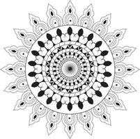 patrón de mandala en color blanco y negro, mandala vectorial en estilo indio, flor circular del mandala con patrón de adorno floral, islámico, patrón, mandala para tarjetas de decoración de página, libro, logotipos vector