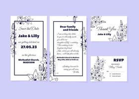 Wedding invitation cards with lilies vector