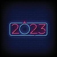 Neon Sign 2023 with Brick Wall Background vector