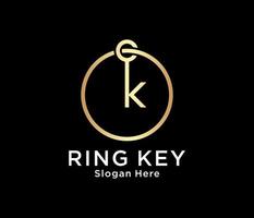 Modern Letter K Monogram Key Circular Gold Luxury Design Vector