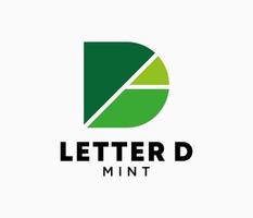 Modern Letter D Monogram Organic Nature Leaf Mint Fresh symbol Design Vector