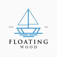 vector de diseño de logotipo flotante de línea simple limpia de barco minimalista