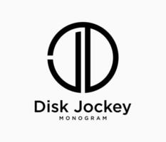 letra moderna dj jd monograma círculo línea simple limpio diseño de logotipo vector