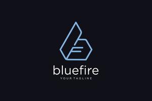 Modern Letter F BF Abstract Fire Blue Burning Simple Monogram Design Vector