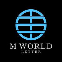 letra moderna mw mw monograma círculo globo terráqueo educación planeta logotipo diseño vector