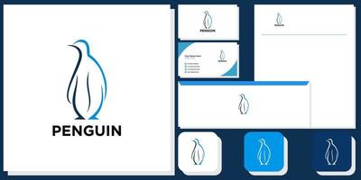 Abstract Penguin Sketch Elegant Line Thin Minimalist Logo Design Vector