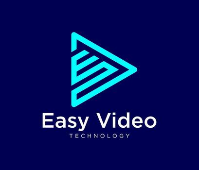 Initial Letter E W Abstract Monogram With Play Button Symbol Icon Logo Design Vector