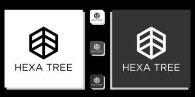 logotipo de árbol hexagonal abstracto. plantilla de logotipo de naturaleza de planta de flor de negocio vector