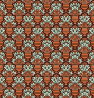 ORANGE SEAMLESS VECTOR BACKGROUND IN ART NOUVEAU STYLE WITH A BOUQUET OF MINT FLOWERS