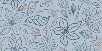 VECTOR HORIZONTAL SEAMLESS LIGHT BLUE FLORAL PATTERN WITH LILIES