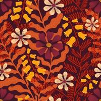 VECTOR SEAMLESS BURGUNDY BACKGROUND WITH WEAVING FLOWERS