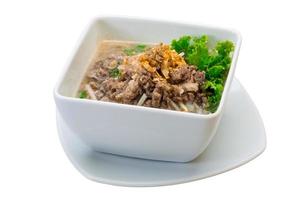 Thai soup with minced meat photo