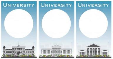 Set of university study banners with copy space. vector