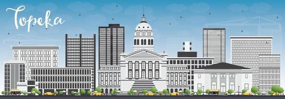 Topeka Skyline with Gray Buildings and Blue Sky. vector