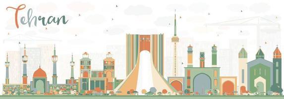 Abstract Tehran Skyline with Color Landmarks. vector