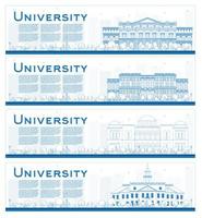 Outline Set of university study banners. vector